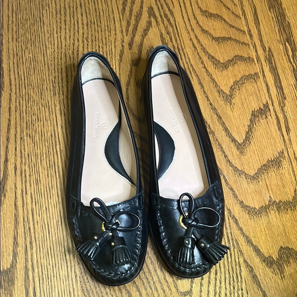 Black Leather Cole Haan Loafers with Tassels